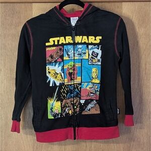 Disney Star Wars Lucas Films Full Zip Hoodie Jacket Youth 9/10 Black And Red